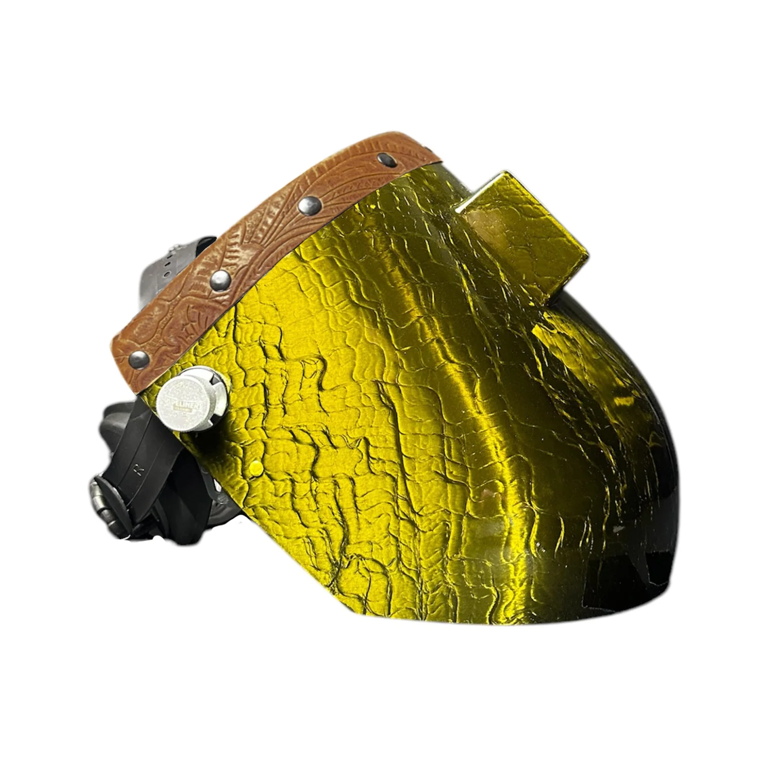 Candy Corn Silk Carbon Fiber Chopped Top Leather Welding Hood - Image 23